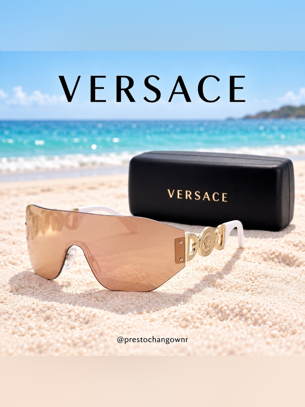 Versace VE2258 1002/7J Rose Gold Shield Sunglasses